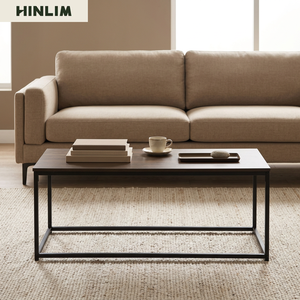 Minimalist <b>Coffee</b> <b>Table</b> Wood Top Metal Frame Living Room Furniture Durable Design Large Rectangular Design - Product Image 1