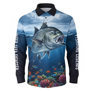 Camisas de Pesca Polo de Manga Larga con Protección UV, Sublimadas, de Nailon y Poliéster Spandex, Personalizadas, Estilo Australiano - Product Image 1