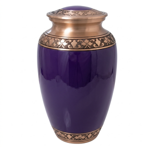 Urnas de Cremación para Adultos de Latón Acabado en Color Azul, Duraderas, con Bandas de Grabado Personalizables en Oro para Cenizas Humanas - Product Image 6