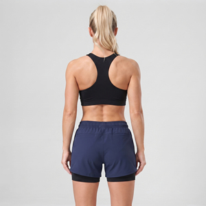 <b>Women's</b> Double Layer Athletic <b>Shorts</b> Drawstring Waist Yoga Workout <b>Compression</b> Inner Polyester <b>Shorts</b> Ladies Gym <b>Shorts</b> 2 in 1 - Product Image 2
