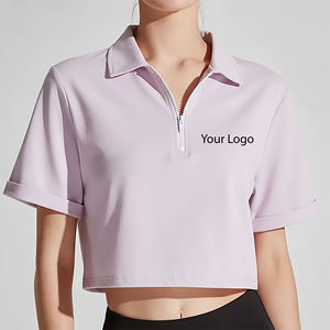 Camisas de Polo de Golf Personalizadas con Cierre para Mujer, Camisas de Polo para Mujer con Logotipo Personalizado OEM y Cuello con Parches - Product Image 1