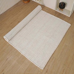 Handcrafted White Jute Area Rug Rectangle Geometric Pattern Natural White Jute Modern Living Room Floor Decor Spot Clean Washabl - Product Image 1