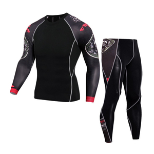 Nouvel ensemble de rashguard de compression à manches longues pour hommes 2026, imprimé crâne noir et blanc, séchage rapide, en polyester, pour MMA et BJJ - Product Image 4