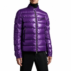 Veste matelassée unisexe à col montant et capuche, respirante, coupe-vent, fermeture éclair, décontractée, pour l'hiver, coupe classique, couleur unie - Product Image 1