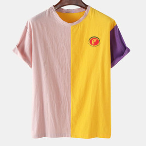 Camiseta Clásica de Manga Corta para Hombre, 100% Algodón, Cuello Redondo, Acabado Lavado, Textura Suave, Transpirable, Cómoda, Estilo Simple, Color Sólido - Product Image 1
