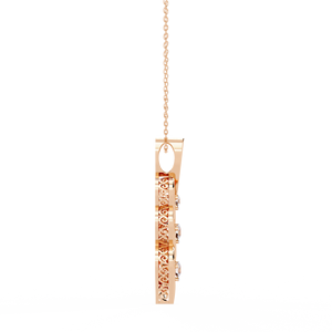 Pendentif en or rose 10K 14K 18K en spirale avec trois diamants ronds brillants cultivés en laboratoire, collier au design moderne en forme d'infini torsadé - Product Image 3