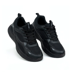 Sneakers de marche noires actives pour hommes, chaussures de sport légères, respirantes, à lacets, semelle amortie - Product Image 1