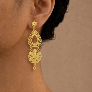 Pendientes Colgantes Chapados en Oro de 14K, 18K, 24K al por Mayor, Joyería de Moda, Set de Pendientes Nupciales Árabes, Joyería Rellena de Oro, Oro Joyería - Product Image 2