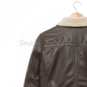 Veste en cuir pour homme, en peau de mouton double face, avec fourrure légère, couleur unie, design personnalisé - Product Image 6