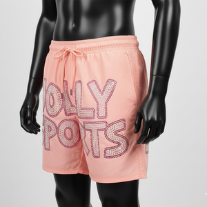 Shorts de Baño para Mujer, Premium, de Secado Rápido, Tela de Poliéster 125 GSM, Color Rosa Melocotón, con Logotipo Personalizado por Transferencia Térmica - Product Image 4