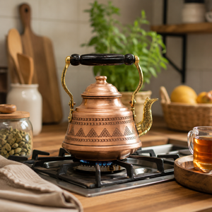 Handcrafted Pure Copper <b>Tea</b> Kettle With Brass Spout Wooden Handle Vintage Home Hotel Decor Kitchen Serving Pot Wholesale - Product Image 3