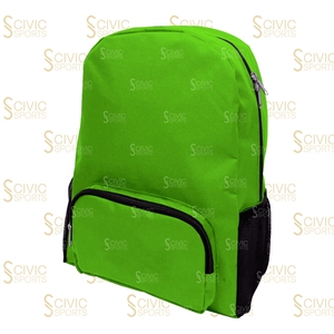 Sac à dos souple vert avec fermeture éclair et poches latérales en filet, unisexe, usage quotidien, en polyester - Product Image 3