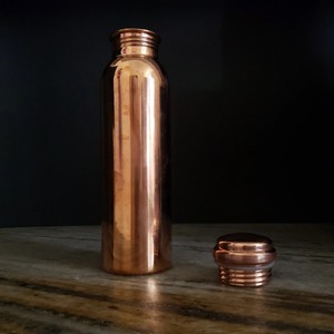 Polished Pure <b>Copper</b> Metal Water <b>Bottle</b> with Screw Cap Round Shape Eco-Friendly Kitchen & Outdoor Use Handmade Classic Design - Product Image 5