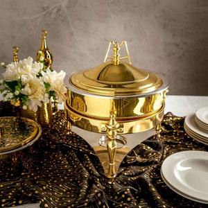 Plat à chafing rond en argent poli avec finition en spirale traditionnelle et repose-couvercle intégré pour la restauration professionnelle et les événements - Product Image 6