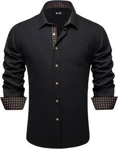 Camisa de Vestir para Hombre, Diseño Estampado Premium, Tela Satén Suave, Manga Larga, Casual, Formal, Transpirable, con Logotipo Personalizado - Product Image 1