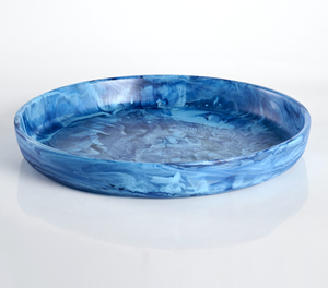 Bandeja Decorativa Ecológica de Resina Pintada a Mano con Diseño Floral Azul Irregular para Mesa de Vanidad y Decoración del Hogar - Product Image 4
