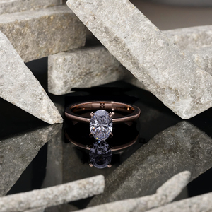 แหวนเพชร14K ทรงรีสำหรับปลูกในห้องปฏิบัติการทรงรีแหวนเพชร1กะรัตเครื่องประดับสำหรับงานแต่งแบบคลาสสิกและสง่างาม - Product Image 1