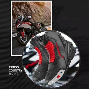 Bottes de moto pour course, imperméables, respirantes, coupe-vent, grandes tailles, en cuir véritable, unisexes, pour motocross et conduite de moto - Product Image 5