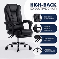 Chaise de bureau de direction en cuir PVC avec repose-pieds rétractable, dossier haut, pivotante, pour bureau de direction et bureau à domicile