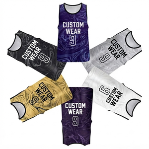 Maillot de basketball personnalisé 100 % polyester mesh, imprimé par transfert thermique, séchage rapide, sans manches, col ras du cou, bretelles larges, personnalisable - Product Image 1