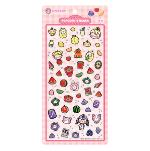 [Sowony Playground] Pegatinas de Palomitas de Maíz con Frutas Frescas Coreanas, Hoja de Pegatinas Adorables y Jugosas para Diario, Agenda, Portátil, Teléfono, Decoración, Venta al por Mayor - Product Image 1