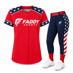 Ensemble d'uniformes de baseball personnalisés par sublimation – Maillot respirant à boutons et pantalon pour hommes et jeunes – Tenue patriotique d'équipe USA pour softball - Product Image 1