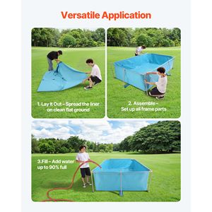 Piscina Rettangolare in Acciaio 118 X 78 X 30 cm per Famiglie, Grande Piscina da Giardino con Struttura Metallica e Forma Circolare - Product Image 6