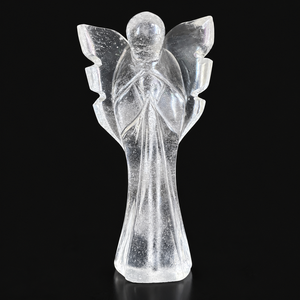 Statuette d'ange en cristal transparent, vente en gros, statue d'ange décorative, sculpture en cristal, décoration de la maison, cadeau souvenir, ornement - Product Image 1