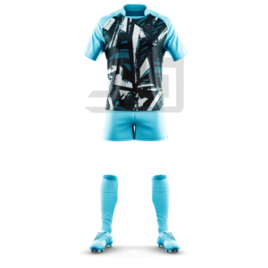 Maillot et Short de Rugby Personnalisés Haut de Gamme à Impression Numérique – Écologiques, Coupe-Vent, Anti-Bactériens, 100% Polyester, Col en V, Athlétique - Product Image 1