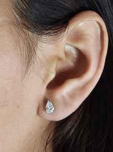 ต่างหูเพชรทรงหยดน้ำรูปไข่เพาะเลี้ยงในห้องปฏิบัติการ ทองคำแท้ 14K แบบเม็ดเดี่ยว ของขวัญแต่งงานสำหรับเจ้าสาว ของขวัญเสริมเสน่ห์ - Product Image 6