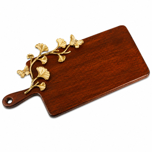 Planche à fromage en bois avec poignée en feuille d'or, vente en gros, logo personnalisé, plateau de service en bois pour charcuterie, pour fournisseurs hôteliers - Product Image 5