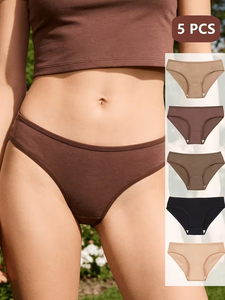 Women's Solid Color Seamless High-Waisted Triangle Panties Spandex/Cotton Anti-Bacterial Comfortable Breathable Underwear - Product Image 2