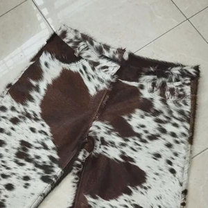 Hot Selling Luxury Genuine Cowhide <b>Hair</b>-On Leather <b>Men's</b> High Street Style Button Fly Quick Dry & Breathable Summer Shorts - Product Image 4