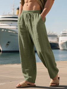 Men's Casual 100% Cotton Baggy Cargo Pant <b>Trousers</b> <b>Elastic</b> Mid <b>Waist</b> Plus Size with Multi-Pocket - Product Image 2