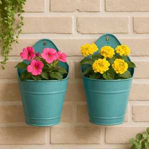 Vases à fleurs colorés artisanaux de haute qualité, style côtier, pliables, avec poignée en fer, résistants à la rouille, écologiques, pour jardin intérieur - Product Image 1