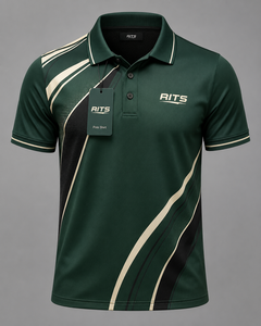 Chemise décontractée RITS pour homme, blanche, turquoise et noire, à manches courtes, avec poche, en tissu tricoté écologique polyester/coton à séchage rapide - Product Image 2