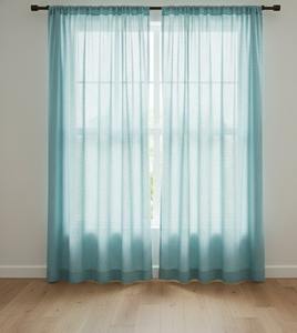 Minimalist Solid Aquamarine Cotton Rope Rod Pocket <b>Curtains</b> with High Shading & Dust Proof for Home Office Hotel & Cafe Decor - Product Image 6