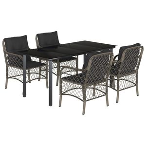 Set da Pranzo da Giardino in Rattan PE Grigio Scuro 5 Pezzi, Arredamento da Esterno Resistente alle Intemperie, Stile Contemporaneo per 4 Persone - Product Image 2