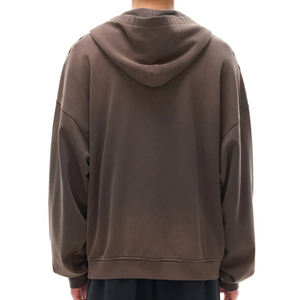 เสื้อฮู้ดซิปสีไล่ระดับ พิมพ์โลโก้ตามสั่ง สไตล์วินเทจ เนื้อผ้าหนา - Product Image 3