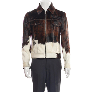 Custom Men's Hair On Hide Cowhide Motorcycle <b>Jacket</b> Vintage Moto <b>Biker</b> Leather <b>Jacket</b> OEM ODM Supplier Private Labels Services - Product Image 2