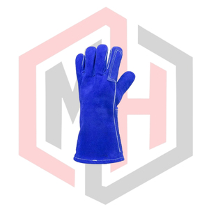 Gants de soudage bleus en cuir tressé, robustes, durables, en cuir de vachette, résistants aux déchirures, pour la lutte contre les incendies, antistatiques, 11 oz - Product Image 2