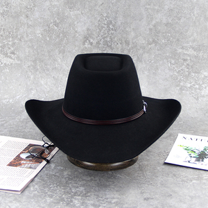 Unisex Black Leather Striped Cowboy <b>Hat</b> with Brown Leather <b>Band</b> Casual Beach Style Adult Four Seasons Fit 2026 - Product Image 5