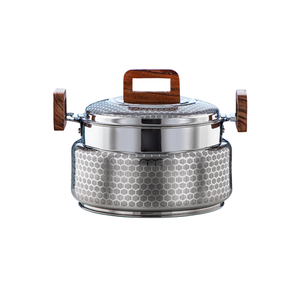 Wood and Stainless Steel Hot Pot Creative Design Chapati <b>Holder</b> Tortilla Box With Mother of Pearl Design Metal Food Warmer - Product Image 6