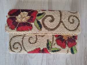 กระเป๋าถือทรงสี่เหลี่ยมผืนผ้าปักลายดอกไม้ประดับลูกปัดทำมือ ALI FASHION ART  วัสดุโพลีเอสเตอร์ พร้อมซิป เหมาะสำหรับการเดินทางและงานปาร์ตี้ - Product Image 2