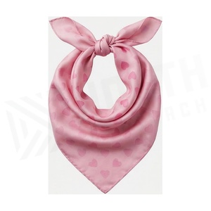 Pink Heart Pattern Square <b>Silk</b> Scarf Women's Multi-Functional Fashion Accessory All Seasons Sweet Style - Product Image 2