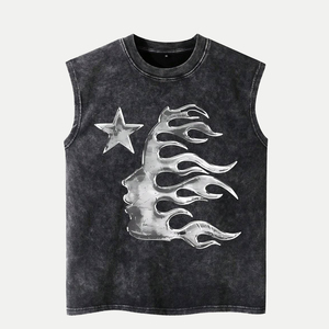 Débardeur sans manches personnalisé pour homme, imprimé Rasta Wash, en jersey de coton, coupe classique, col rond, style streetwear, tee-shirt d'été - Product Image 4