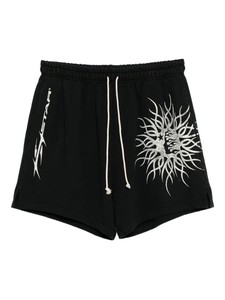 Shorts imprimés Fearless pour hommes, taille élastique rouge, streetwear décontracté, respirant, en maille, style boardshorts - Product Image 2