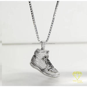 จี้รองเท้าผ้าใบสุดหรู เงินแท้ 925 ประดับเพชรโมอิสซาไนต์ VVS เครื่องประดับฮิปฮอป - Product Image 3