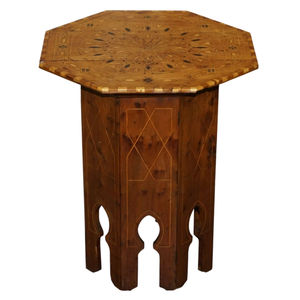 Table d'appoint octogonale en bois incrusté de style marocain antique, artisanale, design géométrique, mobilier d'appoint au prix le plus bas - Product Image 1