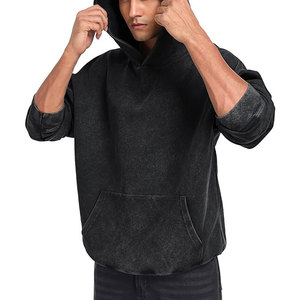 Sweat à capuche délavé de qualité supérieure 100 % coton, uni, décontracté, chaud pour l'hiver - Product Image 4